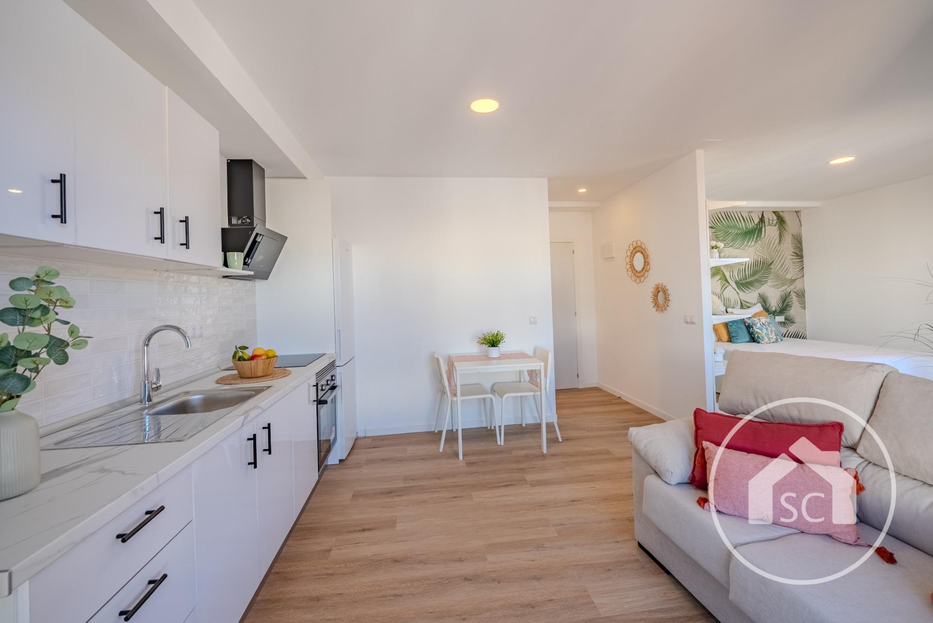 Estudio reformado con terraza en el centro de Elda